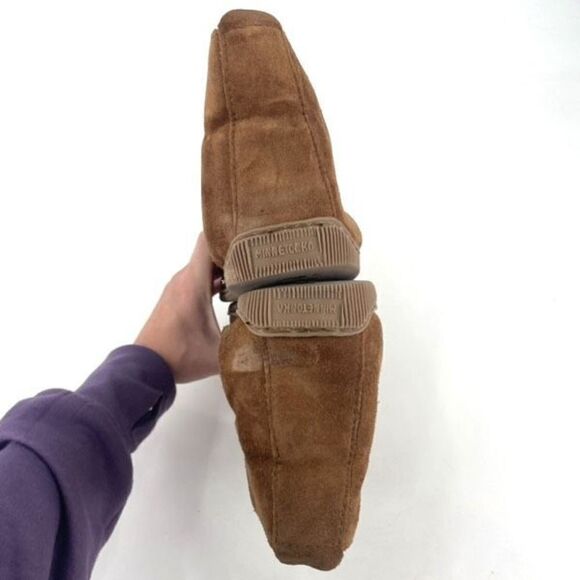 Minnetonka Women's Suede Faux Fur Lined Shearling Ankle Boot Brown Tan Size 10 - Picture 6 of 9